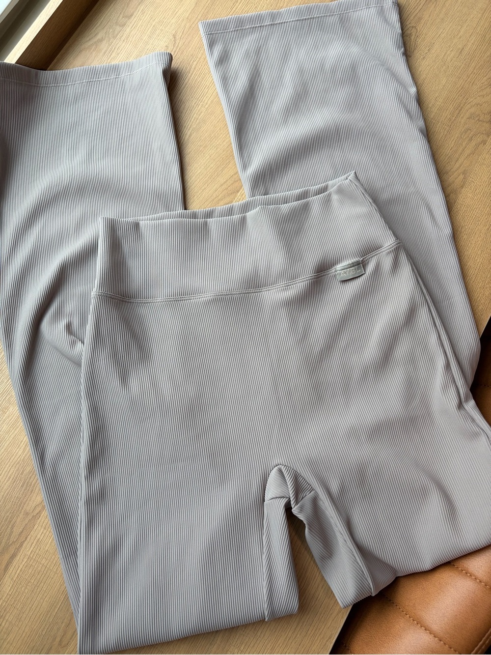 AYBL Seamless Ribbed High-Waist Straight Leg Leggings - Taupe